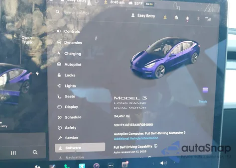 2021 Tesla Model 3 Long Range Dual Motor All-Wheel Drive z USA, uszkodzony, nr VIN 5YJ3E1EB4MF054990